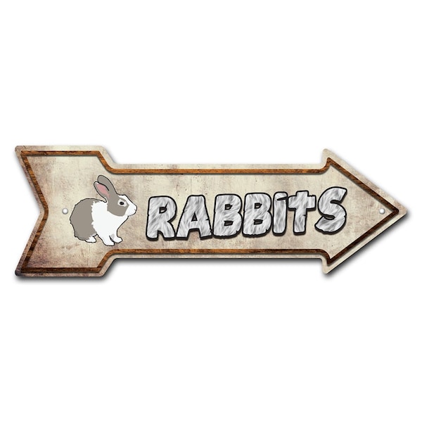 Rabbits Arrow Sign Funny Home Decor 36in Wide